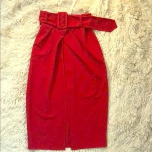 Red ASOS petite pencil skirt